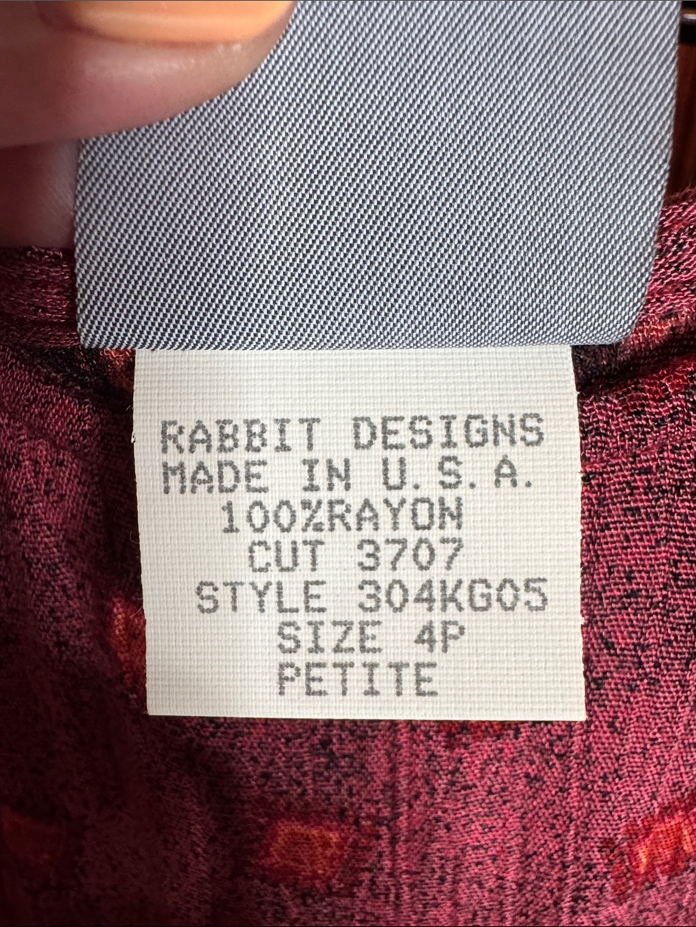 Vintage Rabbit Rabbit Rabbit Maxi Dress 4 Petite Pink Red Print 90s Rayon A-Line - Picture 4 of 8
